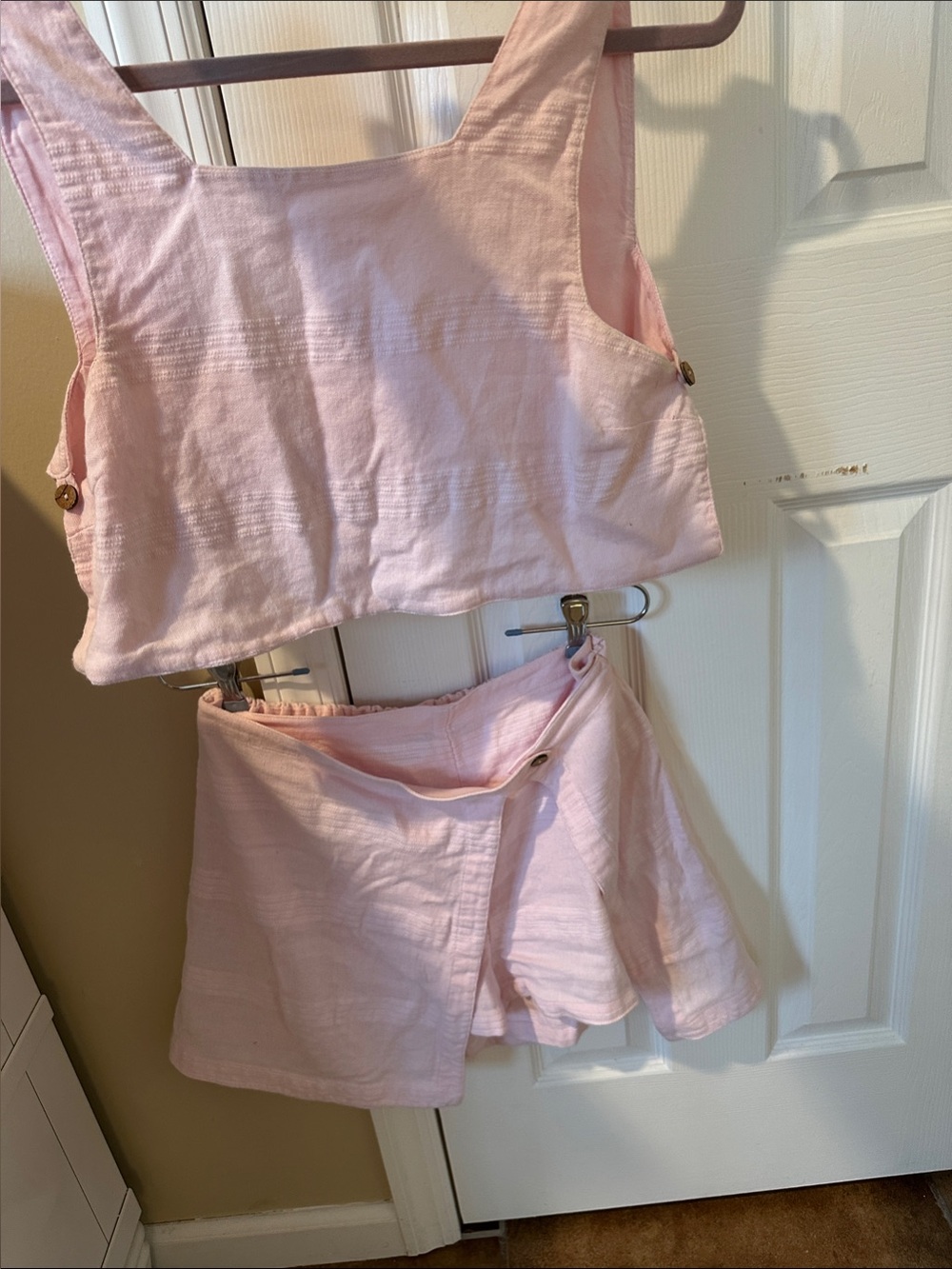 Free People Soft Pink Button-Side Cropped Set